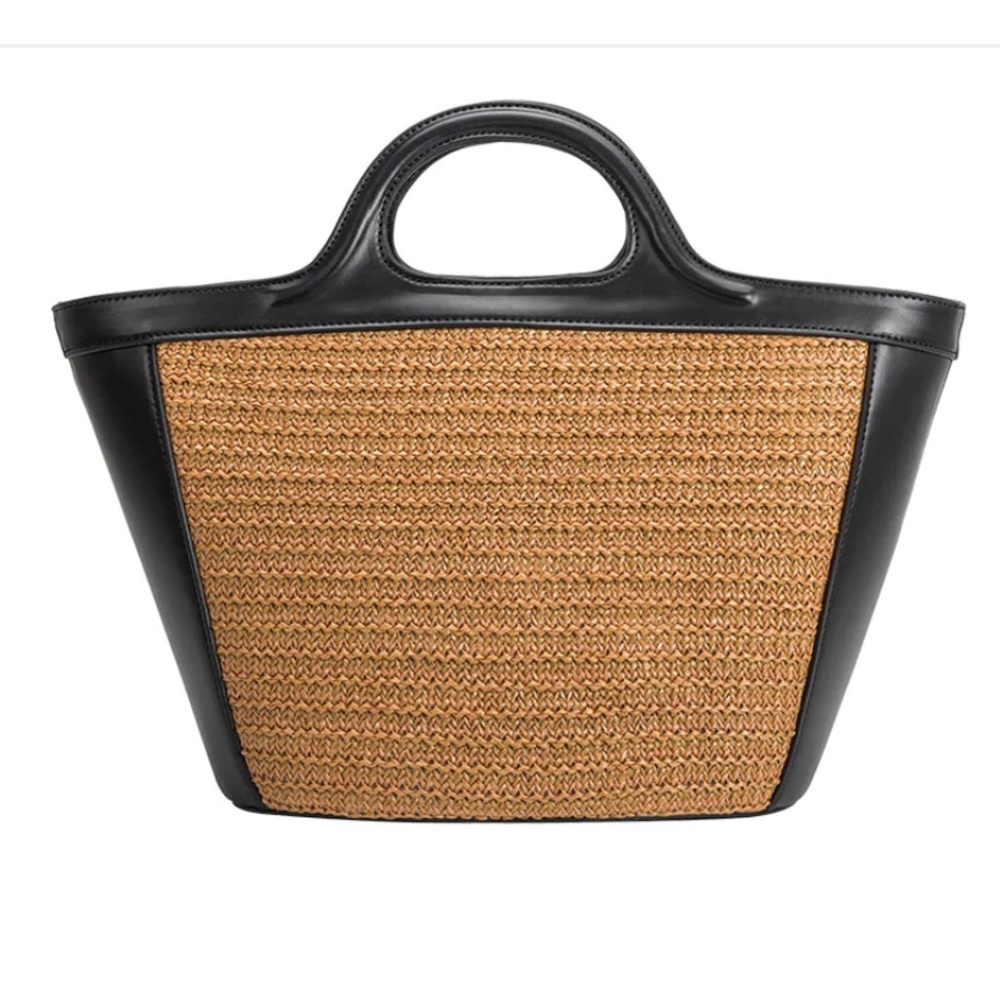 NWT Melie Bianco Purse Tote Vegan Leather & Straw